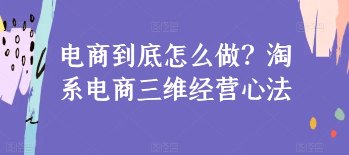 电商到底怎么做？淘系电商三维经营心法_海蓝资源库