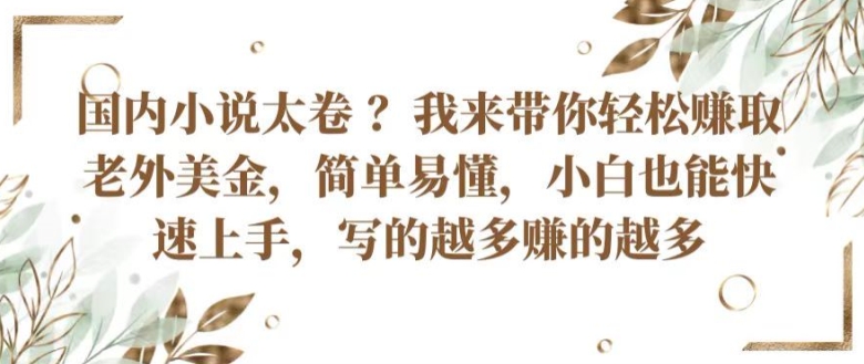 国内小说太卷 ?带你轻松赚取老外美金，简单易懂，小白也能快速上手，写的越多赚的越多【揭秘】_海蓝资源库