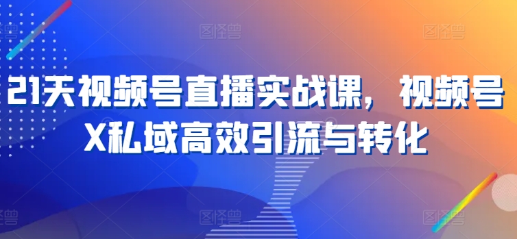 21天视频号直播实战课，视频号X私域高效引流与转化_海蓝资源库