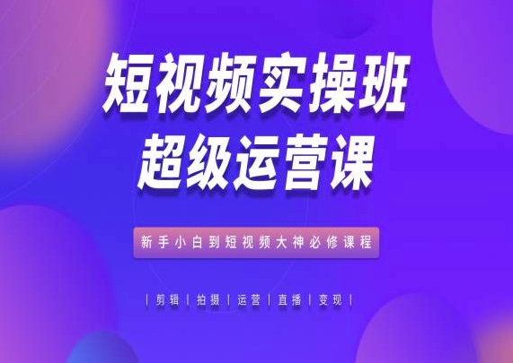 短视频实操班超级运营课，新手小白到短视频大神必修课程_海蓝资源库