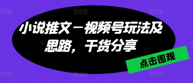 小说推文—视频号玩法及思路，干货分享_海蓝资源库