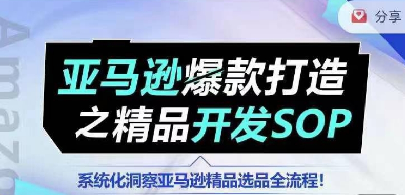 【训练营】亚马逊爆款打造之精品开发SOP，系统化洞察亚马逊精品选品全流程_海蓝资源库