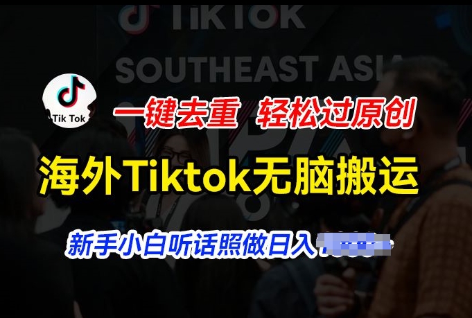 海外Tiktok短视频无脑搬运，一键去重轻松过原创，新手小白听话照做日入几张【揭秘】_海蓝资源库