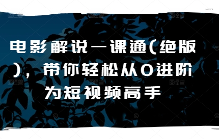 电影解说一课通(绝版)，带你轻松从0进阶为短视频高手_海蓝资源库