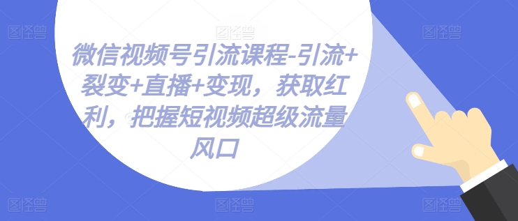 微信视频号引流课程-引流+裂变+直播+变现，获取红利，把握短视频超级流量风口_海蓝资源库