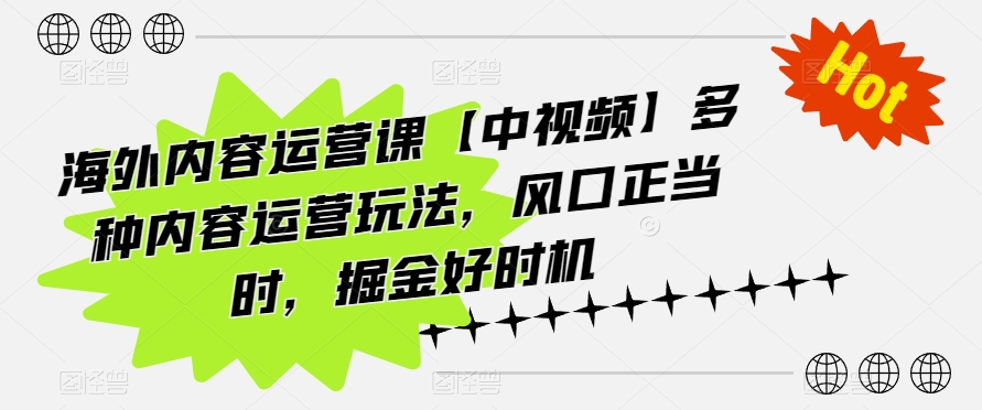 海外内容运营课【中视频】多种内容运营玩法，风口正当时，掘金好时机_海蓝资源库