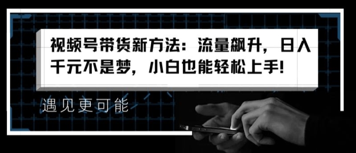 视频号带货新方法：流量飙升，日入千元不是梦，小白也能轻松上手【揭秘】_海蓝资源库