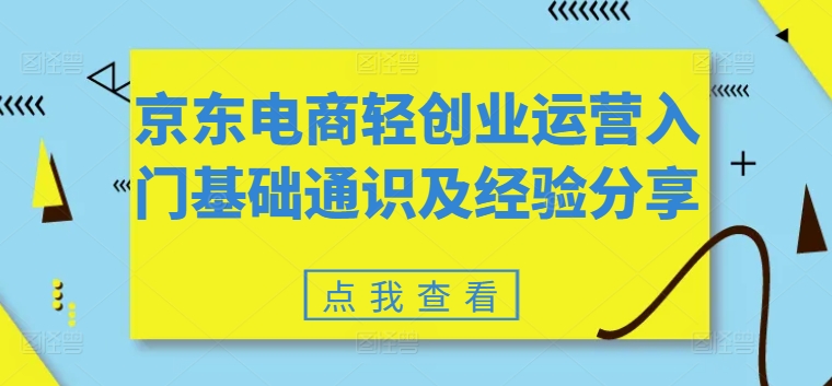 京东电商轻创业运营入门基础通识及经验分享_海蓝资源库