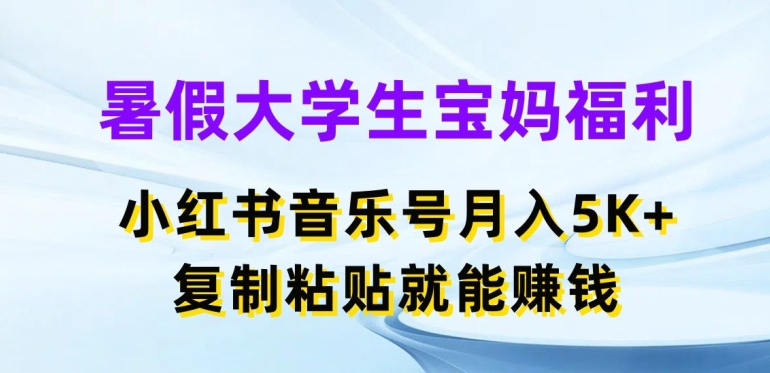 暑假大学生宝妈福利，小红书音乐号月入5000+，复制粘贴就能赚钱【揭秘】_海蓝资源库