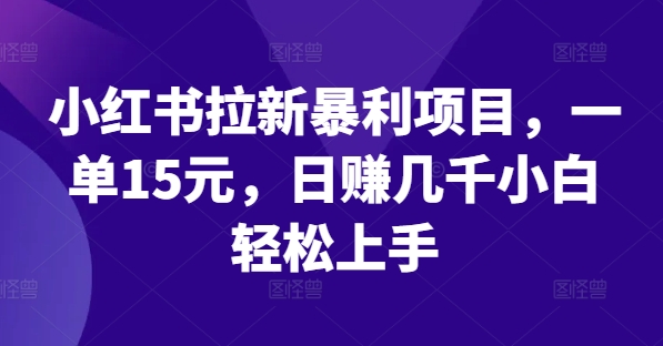 小红书拉新暴利项目，一单15元，日赚几千小白轻松上手【揭秘】_海蓝资源库