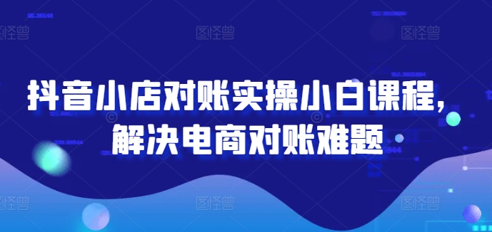 抖音小店对账实操小白课程，解决电商对账难题_海蓝资源库