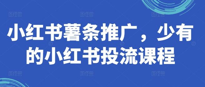 小红书薯条推广，少有的小红书投流课程_海蓝资源库