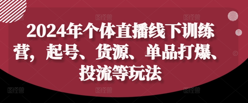 2024年个体直播训练营，起号、货源、单品打爆、投流等玩法_海蓝资源库