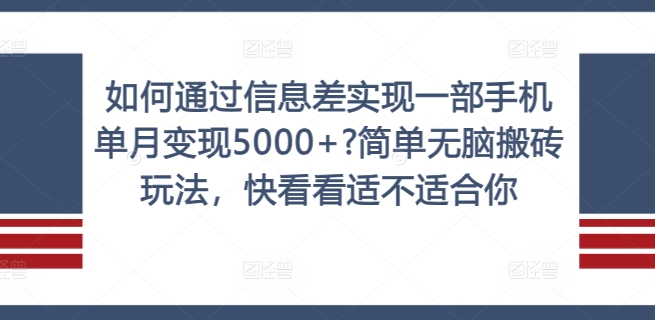 如何通过信息差实现一部手机单月变现5000+?简单无脑搬砖玩法，快看看适不适合你【揭秘】_海蓝资源库