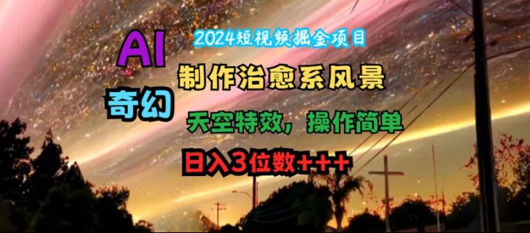 2024短视频掘金项目，AI制作治愈系风景，奇幻天空特效，操作简单，日入3位数【揭秘】_海蓝资源库