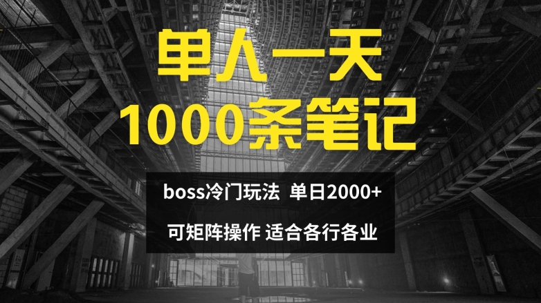 单人一天1000条笔记，日入2000+，BOSS直聘的正确玩法【揭秘】_海蓝资源库