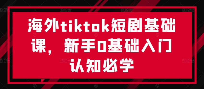 海外tiktok短剧基础课，新手0基础入门认知必学_海蓝资源库