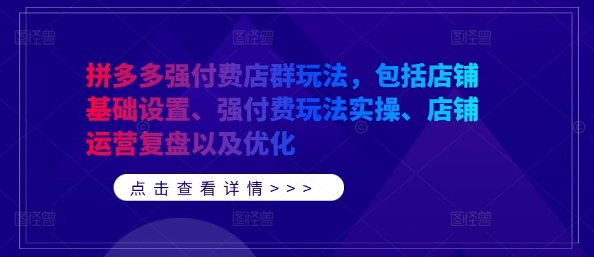 拼多多强付费店群玩法，包括店铺基础设置、强付费玩法实操、店铺运营复盘以及优化_海蓝资源库