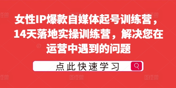 女性IP爆款自媒体起号训练营，14天落地实操训练营，解决您在运营中遇到的问题_海蓝资源库