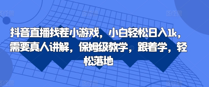 抖音直播找茬小游戏，小白轻松日入1k，需要真人讲解，保姆级教学，跟着学，轻松落地【揭秘】_海蓝资源库