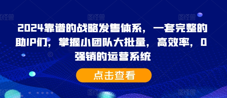 2024靠谱的战略发售体系，一套完整的助IP们，掌握小团队大批量，高效率，0 强销的运营系统_海蓝资源库