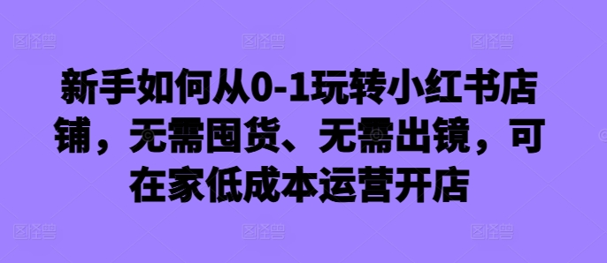 新手如何从0-1玩转小红书店铺，无需囤货、无需出镜，可在家低成本运营开店_海蓝资源库