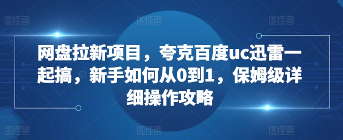 网盘拉新项目，夸克百度uc迅雷一起搞，新手如何从0到1，保姆级详细操作攻略_海蓝资源库