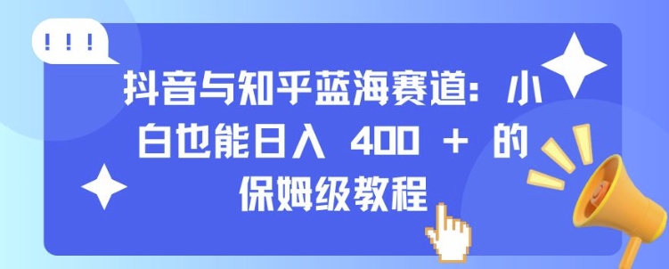 抖音与知乎蓝海赛道：小白也能日入 4张 的保姆级教程_海蓝资源库