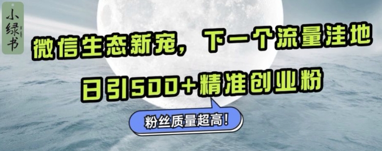 微信生态新宠小绿书：下一个流量洼地，日引500+精准创业粉，粉丝质量超高_海蓝资源库