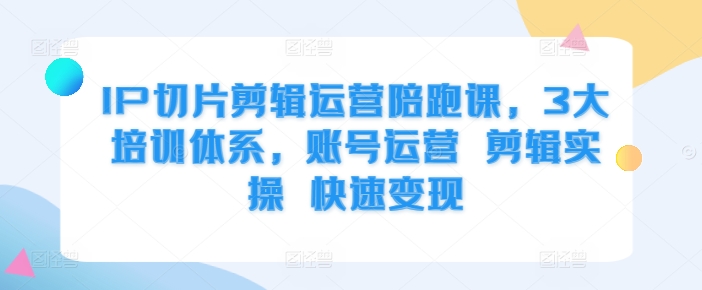 IP切片剪辑运营陪跑课，3大培训体系，账号运营 剪辑实操 快速变现_海蓝资源库