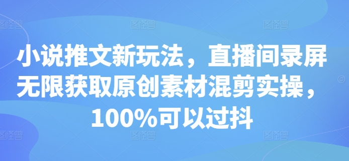 小说推文新玩法，直播间录屏无限获取原创素材混剪实操，100%可以过抖_海蓝资源库