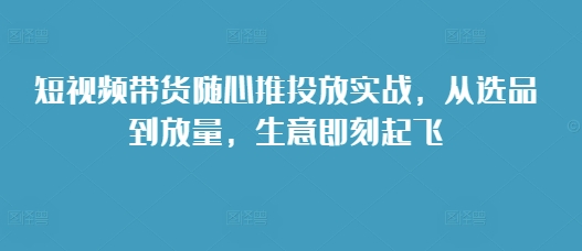 短视频带货随心推投放实战，从选品到放量，生意即刻起飞_海蓝资源库