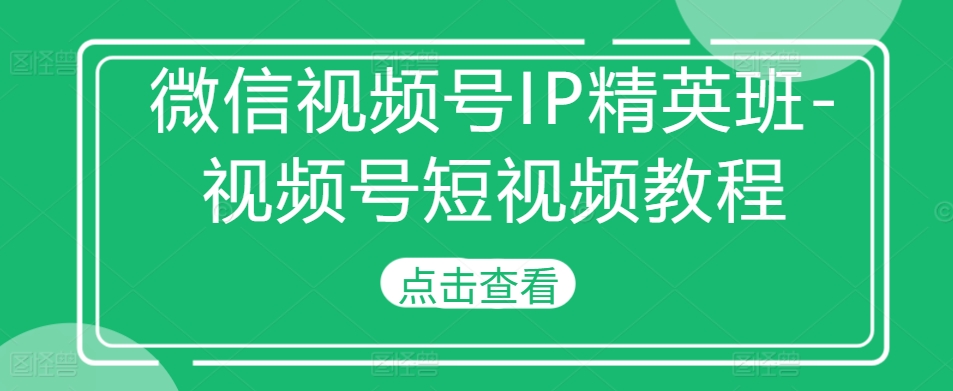 微信视频号IP精英班-视频号短视频教程_海蓝资源库