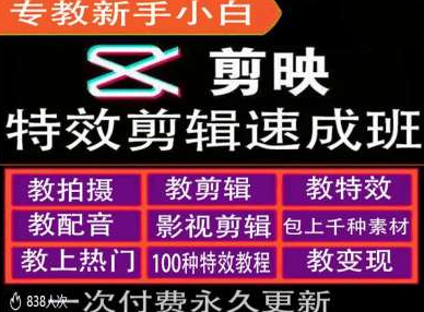 剪映特效教程和运营变现教程，特效剪辑速成班，专教新手小白_海蓝资源库