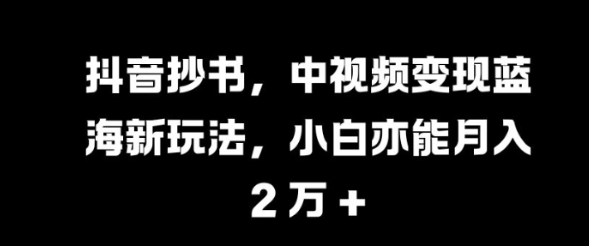 抖音抄书，中视频变现蓝海新玩法，小白亦能月入 过W【揭秘】_海蓝资源库