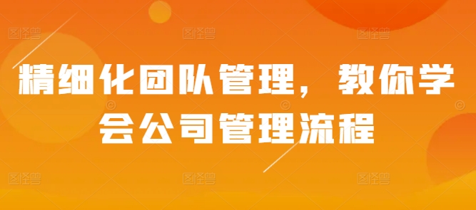 精细化团队管理，教你学会公司管理流程_海蓝资源库