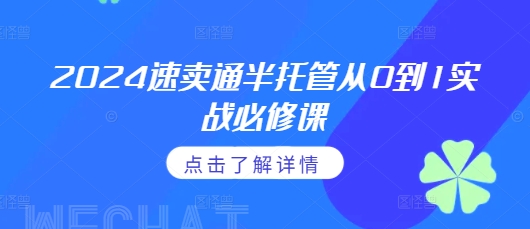 2024速卖通半托管从0到1实战必修课，掌握通投广告打法、熟悉速卖通半托管的政策细节_海蓝资源库