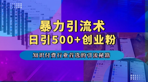 暴力引流术，专业知识付费行业首选的引流秘籍，一天暴流500+创业粉，五个手机流量接不完!_海蓝资源库