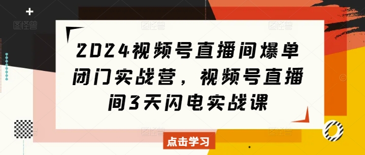 2024视频号直播间爆单闭门实战营，视频号直播间3天闪电实战课_海蓝资源库