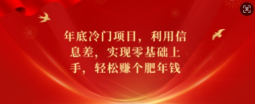 年底冷门项目，利用信息差，实现零基础上手，轻松赚个肥年钱【揭秘】_海蓝资源库