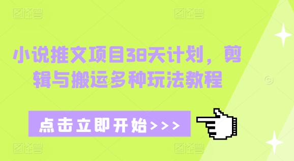 小说推文项目38天计划，剪辑与搬运多种玩法教程_海蓝资源库