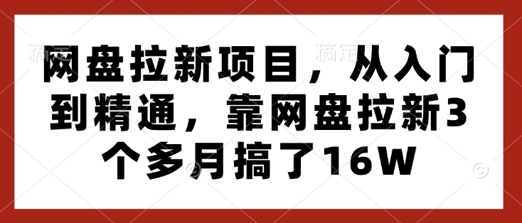 网盘拉新项目，从入门到精通，靠网盘拉新3个多月搞了16W——生财有道创业项目网_海蓝资源库