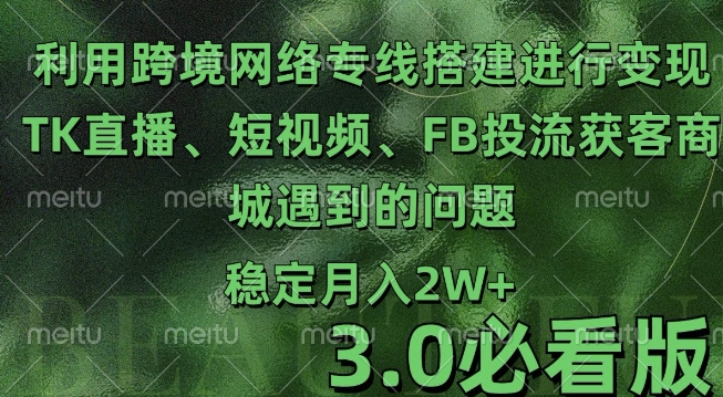 利用跨境电商网络及搭建TK直播、短视频、FB投流获客以及商城遇到的问题进行变现3.0必看版【揭秘】_海蓝资源库