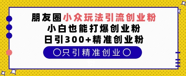 朋友圈小众玩法引流创业粉，小白也能打爆创业粉，日引300+精准创业粉【揭秘】_海蓝资源库