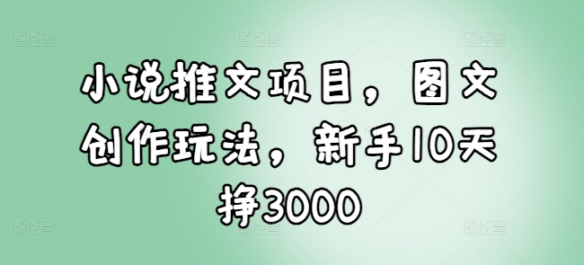 小说推文项目，图文创作玩法，新手10天挣3000_海蓝资源库