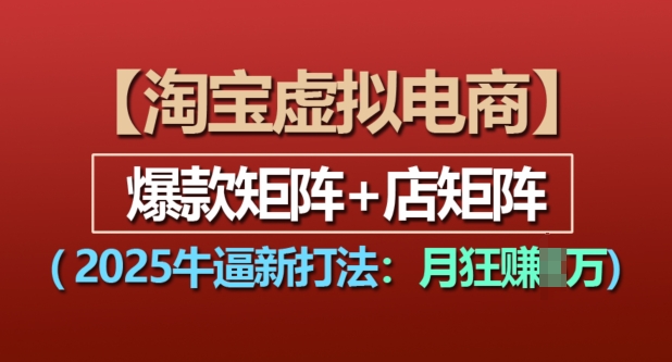 淘宝虚拟电商，2025牛逼新打法：爆款矩阵+店矩阵，月入过万_海蓝资源库