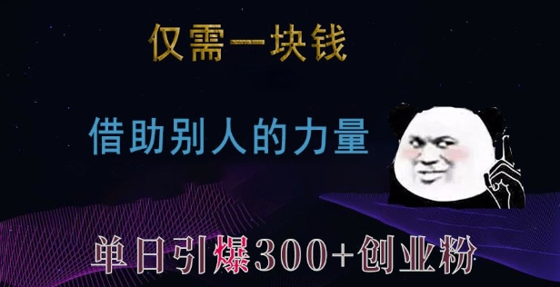 仅需一块钱，借助别人的力量，单日引爆300+创业粉、兼职粉【揭秘】_海蓝资源库