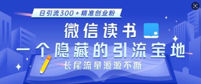 微信读书，一个隐藏的引流宝地，不为人知的小众打法，日引流300+精准创业粉，长尾流量源源不断_海蓝资源库