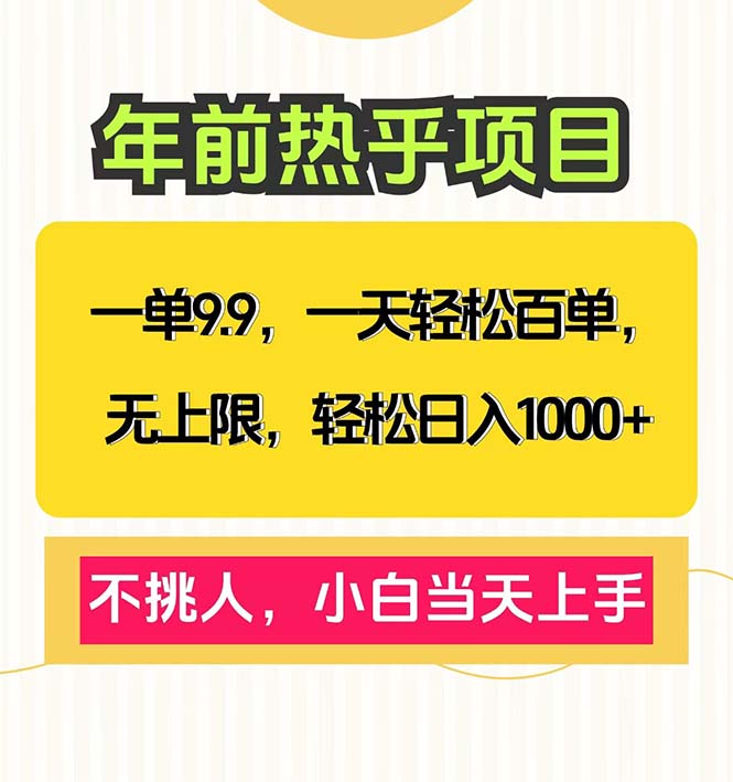 （13795期）一单9.9，一天百单无上限，不挑人，小白当天上手，轻松日入1000+_海蓝资源库