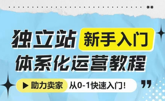 独立站新手入门体系化运营教程，助力独立站卖家从0-1快速入门!——生财有道创业项目网_海蓝资源库